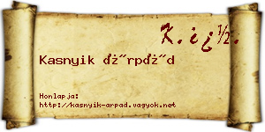 Kasnyik Árpád névjegykártya