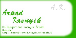 arpad kasnyik business card